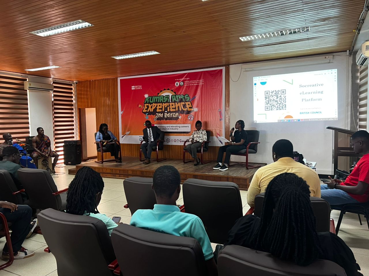 A discussion moment during the Kumasi Art Experience programme at KNUST.